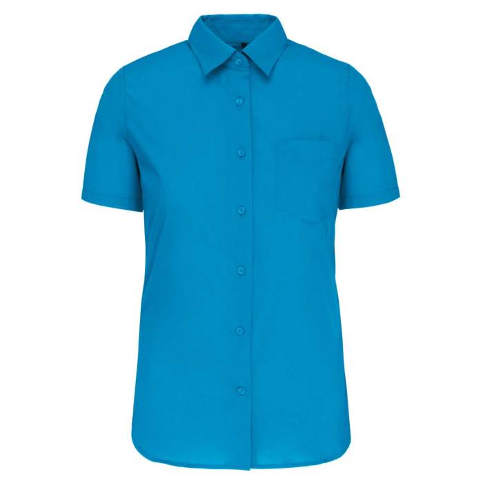 JUDITH > LADIES` SHORT-SLEEVED SHIRT - Bright Turquoise, #00AED8<br><small>UT-ka548btu-4xl</small>