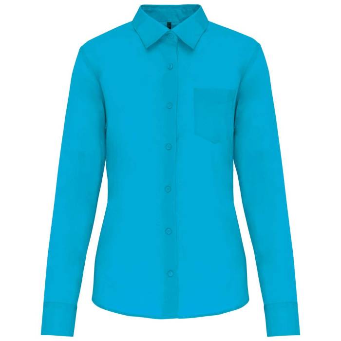 JESSICA > LADIES` LONG-SLEEVED SHIRT - Bright Turquoise, #00AED8<br><small>UT-ka549btu-s</small>