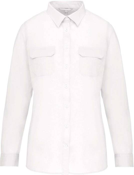 LADIES` LONG-SLEEVED SAFARI SHIRT - White, #FFFFFF<br><small>UT-ka591wh-m</small>