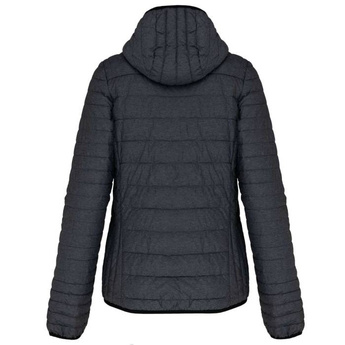 LADIES` LIGHTWEIGHT HOODED PADDED JACKET - Marl Dark Grey, #4B4B4F<br><small>UT-ka6111mdg-2xl</small>