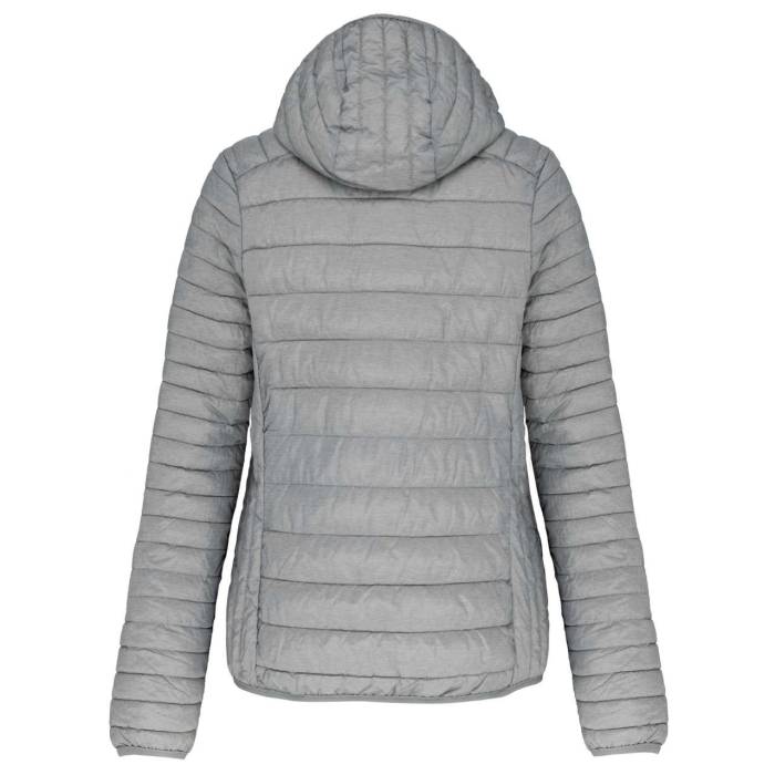 LADIES` LIGHTWEIGHT HOODED PADDED JACKET - Marl Silver, #CABAB2<br><small>UT-ka6111msi-m</small>