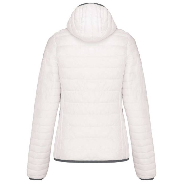 LADIES` LIGHTWEIGHT HOODED PADDED JACKET - White, #FFFFFF<br><small>UT-ka6111wh-xs</small>