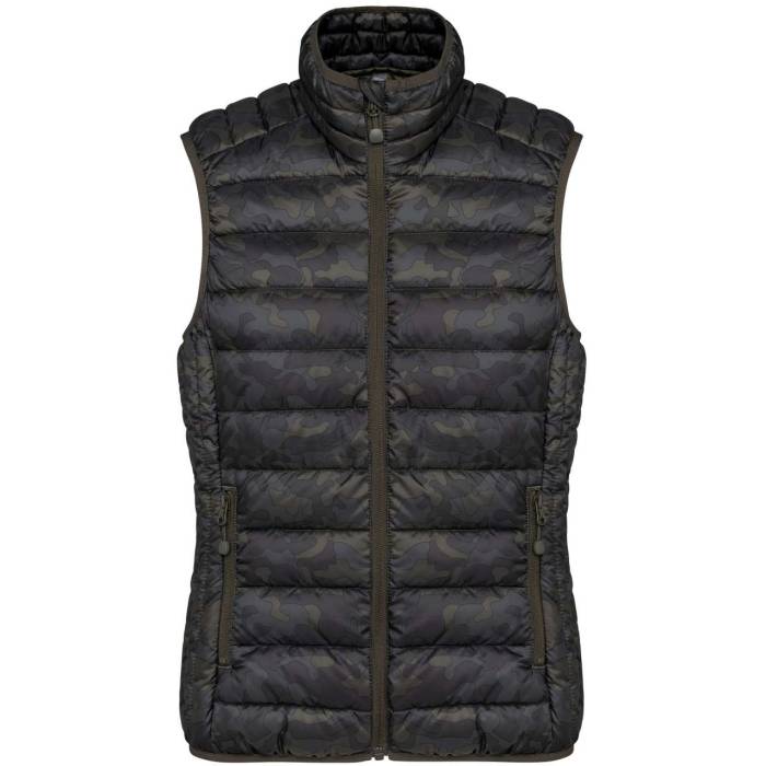 LADIES` LIGHTWEIGHT SLEEVELESS FAKE DOWN JACKET - Jungle Camo, #343530/#5E5F5A/#4D453F<br><small>UT-ka6114juc-2xl</small>