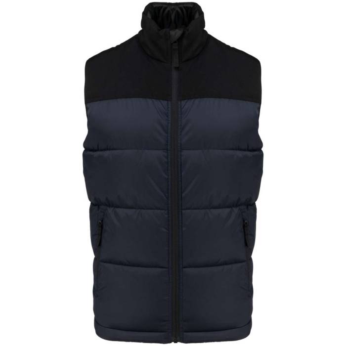 UNISEX BI-TONE PADDED BODYWARMER - Navy/Black, #021E2F/#000000<br><small>UT-ka6162nv/bl-2xl</small>