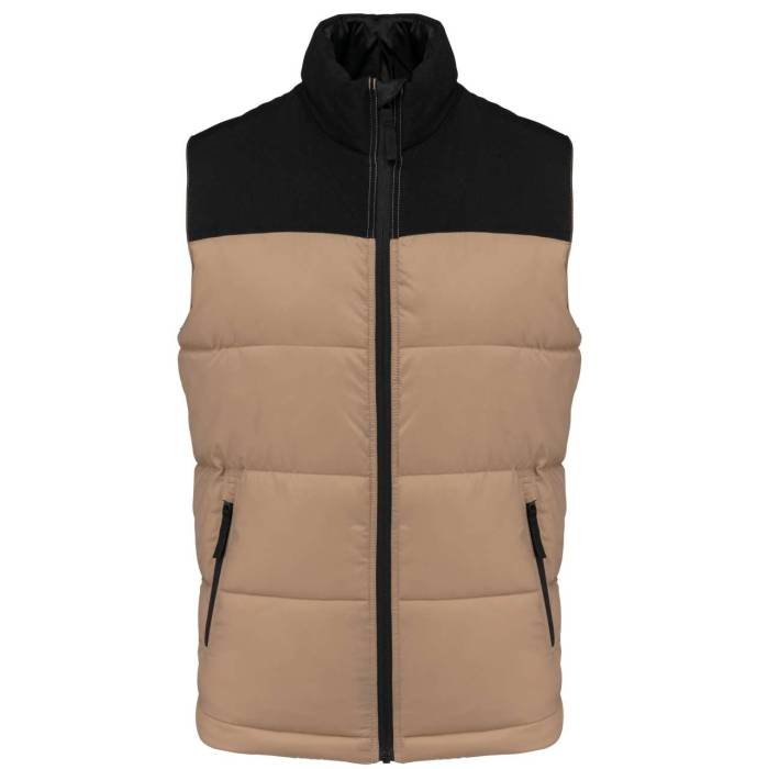 UNISEX BI-TONE PADDED BODYWARMER - Wet Sand/Black, #A49280/#343336<br><small>UT-ka6162wes/bl-2xl</small>