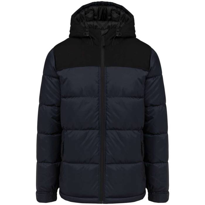 UNISEX BI-TONE PADDED JACKET WITH HOOD - Navy/Black, #021E2F/#000000<br><small>UT-ka6163nv/bl-2xl</small>