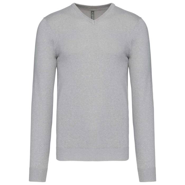 MEN’S V-NECK JUMPER - Grey Melange, #A5ACAF<br><small>UT-ka965gm-4xl</small>