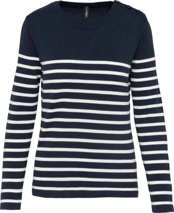 LADIES` SAILOR JUMPER - Striped Navy/Off White, #253F6A/#FFFFFF<br><small>UT-ka990stnv/owh-s</small>