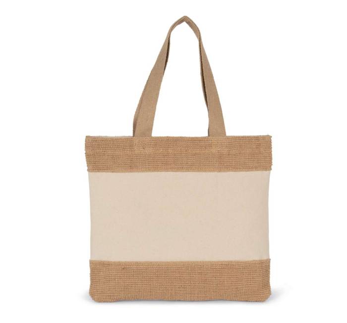 SHOPPING BAG IN COTTON AND WOVEN JUTE THREADS