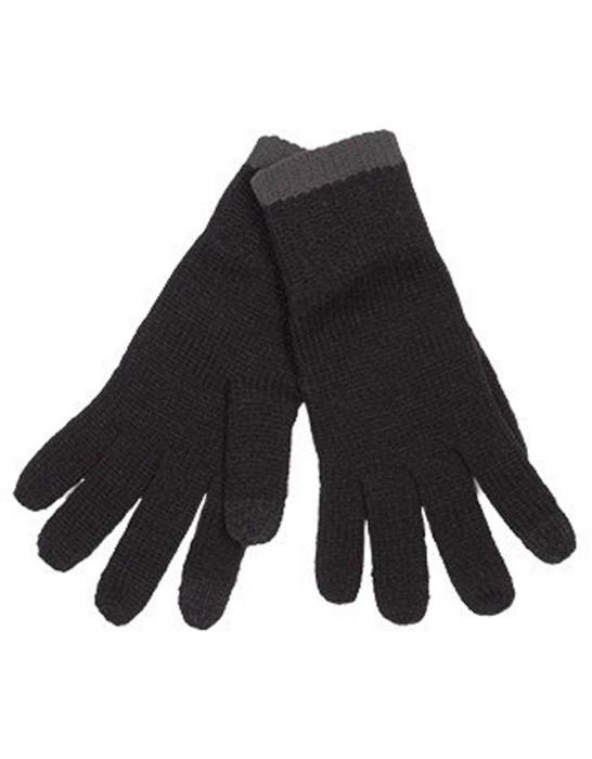 TOUCH SCREEN KNITTED GLOVES - Black/Dark Grey, #000000/#14202A<br><small>UT-kp425bl/dg-l/xl</small>