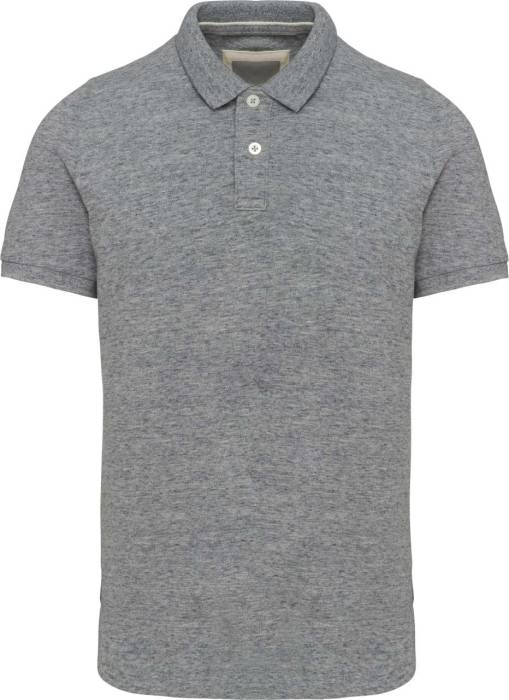 MEN`S VINTAGE SHORT SLEEVE POLO SHIRT - Slub Grey Heather, #D5D5D2<br><small>UT-kv2206sgh-3xl</small>