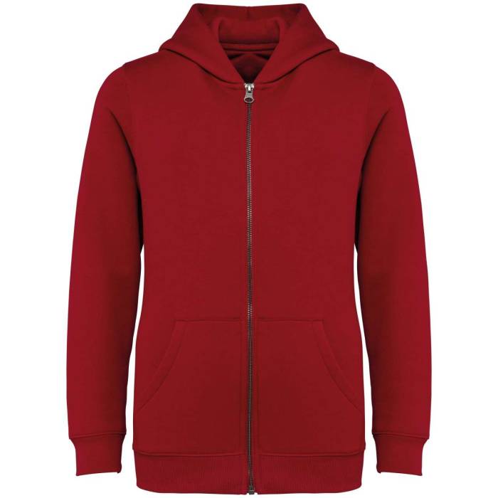 ECO-FRIENDLY KIDS’ FULL ZIP HOODED SWEATSHIRT - Hibiscus Red, #781F1C<br><small>UT-ns405hre-10/12</small>