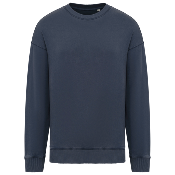 UNISEX WASHED EFFECT OVERSIZE ROUND NECK SWEATSHIRT