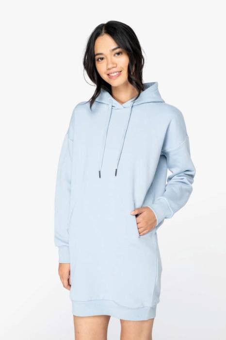 LADIES` ECO-FRIENDLY HOODED SWEATSHIRT DRESS - Aquamarine, #a4bcc2<br><small>UT-ns5005aqm-l</small>