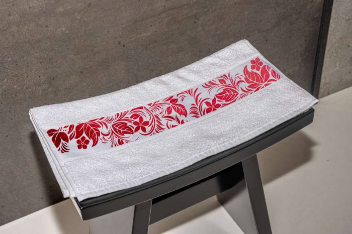 OLIMA TOWEL WITH SUBLIMATION BORDURE - White, #FFFFFF<br><small>UT-ols400wh-50x100</small>