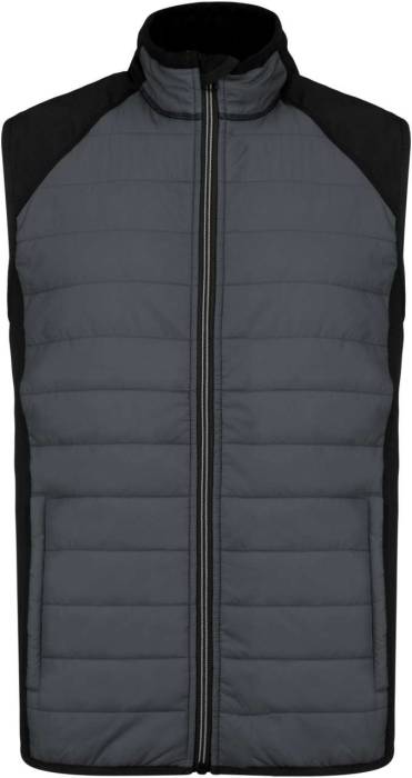 DUAL-FABRIC SLEEVELESS SPORTS JACKET - Sporty Grey/Black, #54585A/#000000<br><small>UT-pa235sp/bl-s</small>