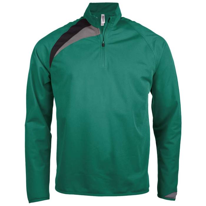 ADULTS` ZIP NECK TRAINING TOP - Dark Green/Black/Storm Grey, #006653/#000000/#736F71<br><small>UT-pa328dgn/bl/stg-3xl</small>