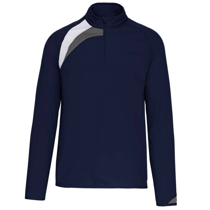 ADULTS` ZIP NECK TRAINING TOP - Sporty Navy/White/Storm Grey, #00246C/#ffffff/#736F71<br><small>UT-pa328snv/wh/sg-3xl</small>