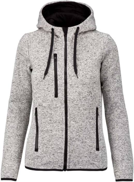 LADIES’ HEATHER HOODED JACKET - Light Grey Mélange, #A49E96<br><small>UT-pa366lgme-2xl</small>