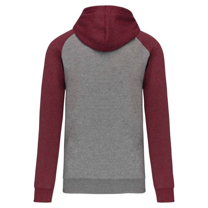 FELNŐTT KÉTSZÍNŰ. KAPUCNISMELEGÍTŐFELSŐ - Grey Heather/Wine Heather, #646463/#582e35<br><small>UT-pa369grh/wnh-2xl</small>