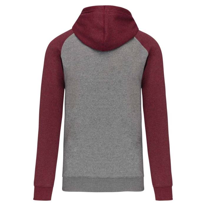 ADULT TWO-TONE HOODED SWEATSHIRT - Grey Heather/Wine Heather, #646463/#582e35<br><small>UT-pa369grh/wnh-3xl</small>