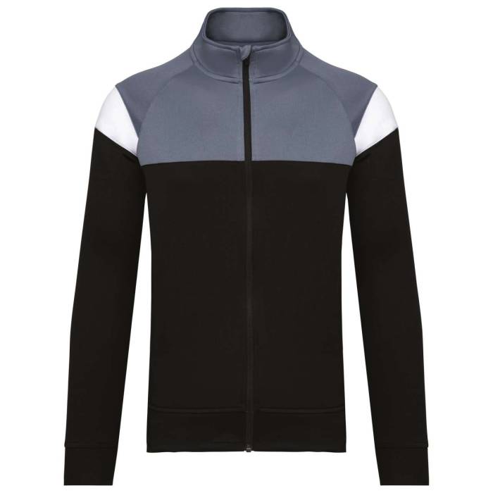 ADULT ZIPPED TRACKSUIT JACKET - Black/Sporty Grey, #000000/#54585A<br><small>UT-pa390bl/sp-2xl</small>