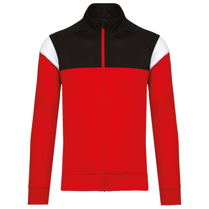 ADULT ZIPPED TRACKSUIT JACKET - Sporty Red/Black, #EB0024/#000000<br><small>UT-pa390sre/bl-3xl</small>