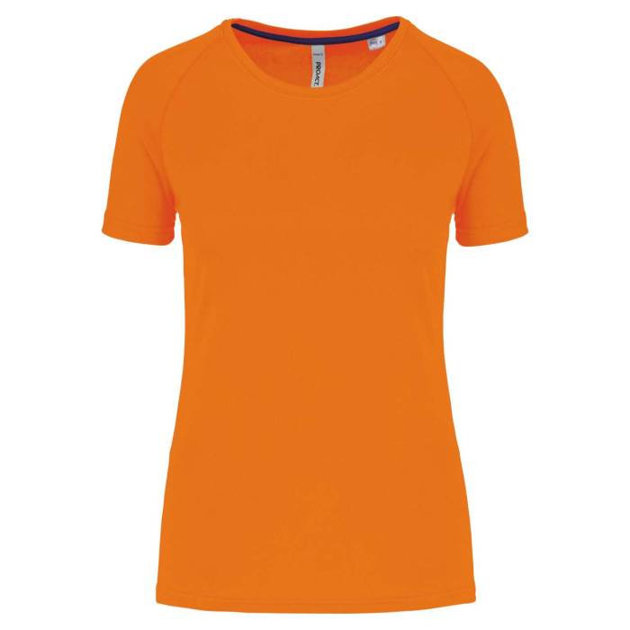 LADIES` RECYCLED ROUND NECK SPORTS T-SHIRT - Fluorescent Orange, #FF680A<br><small>UT-pa4013for-2xl</small>