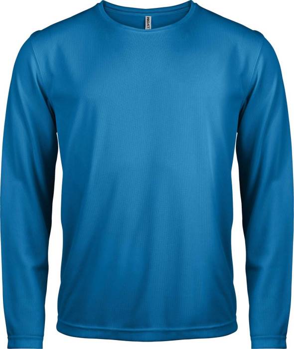 MEN`S LONG-SLEEVED SPORTS T-SHIRT - Aqua Blue, #0076A8<br><small>UT-pa443aq-m</small>