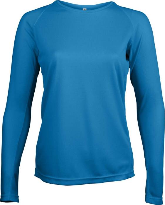 LADIES` LONG-SLEEVED SPORTS T-SHIRT - Aqua Blue, #0076A8<br><small>UT-pa444aq-m</small>