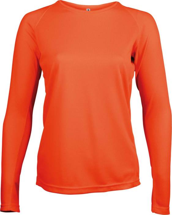 LADIES` LONG-SLEEVED SPORTS T-SHIRT - Fluorescent Orange, #FF680A<br><small>UT-pa444for-xl</small>