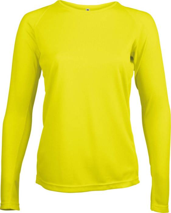 LADIES` LONG-SLEEVED SPORTS T-SHIRT - Fluorescent Yellow, #D1FF2E<br><small>UT-pa444fye-l</small>