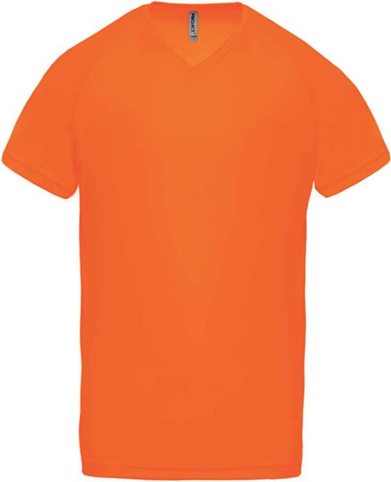 MEN’S V-NECK SHORT SLEEVE SPORTS T-SHIRT - Fluorescent Orange, #FF680A<br><small>UT-pa476for-2xl</small>