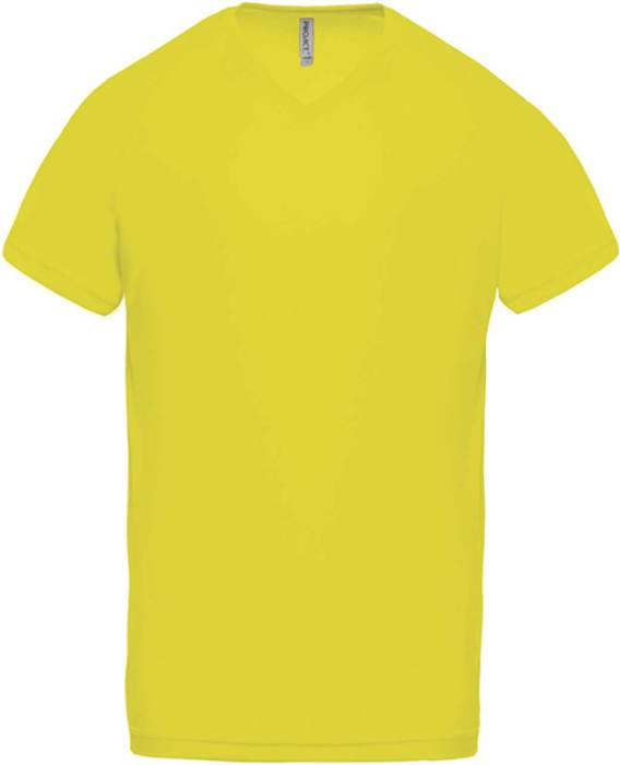 MEN’S V-NECK SHORT SLEEVE SPORTS T-SHIRT - Fluorescent Yellow, #D1FF2E<br><small>UT-pa476fye-2xl</small>