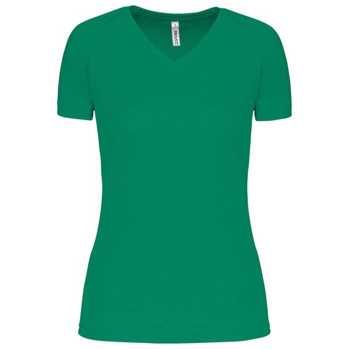 LADIES’ V-NECK SHORT SLEEVE SPORTS T-SHIRT - Kelly Green, #19A564<br><small>UT-pa477kl-2xl</small>