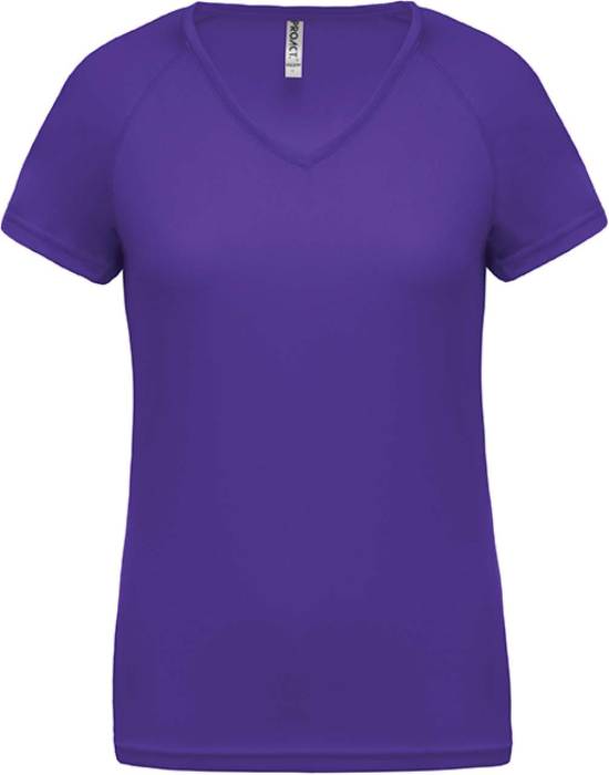 LADIES’ V-NECK SHORT SLEEVE SPORTS T-SHIRT - Violet, #4C4184<br><small>UT-pa477vi-l</small>