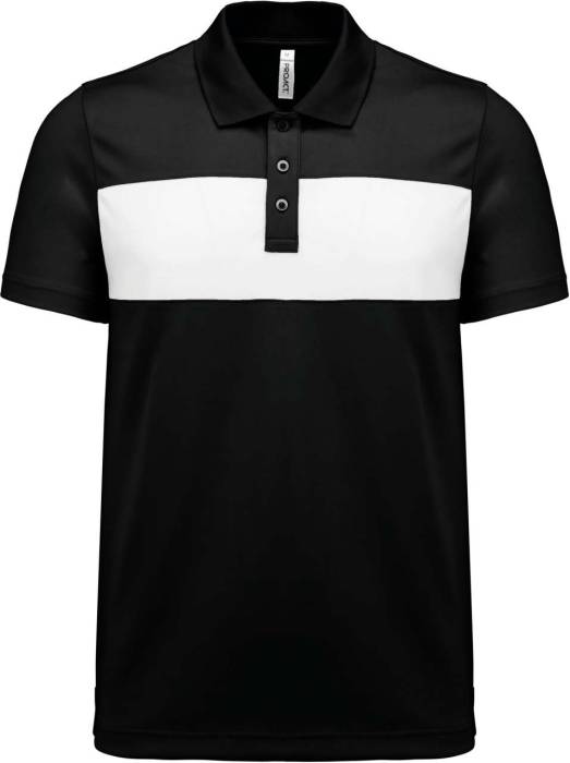 ADULT SHORT-SLEEVED POLO-SHIRT - Black/White, #000000/#FFFFFF<br><small>UT-pa493bl/wh-2xl</small>