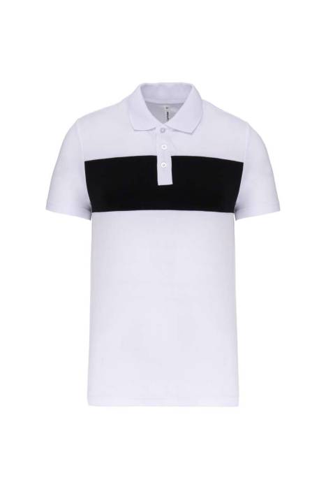 ADULT SHORT-SLEEVED POLO-SHIRT - White/Black, #FFFFFF/#000000<br><small>UT-pa493wh/bl-2xl</small>