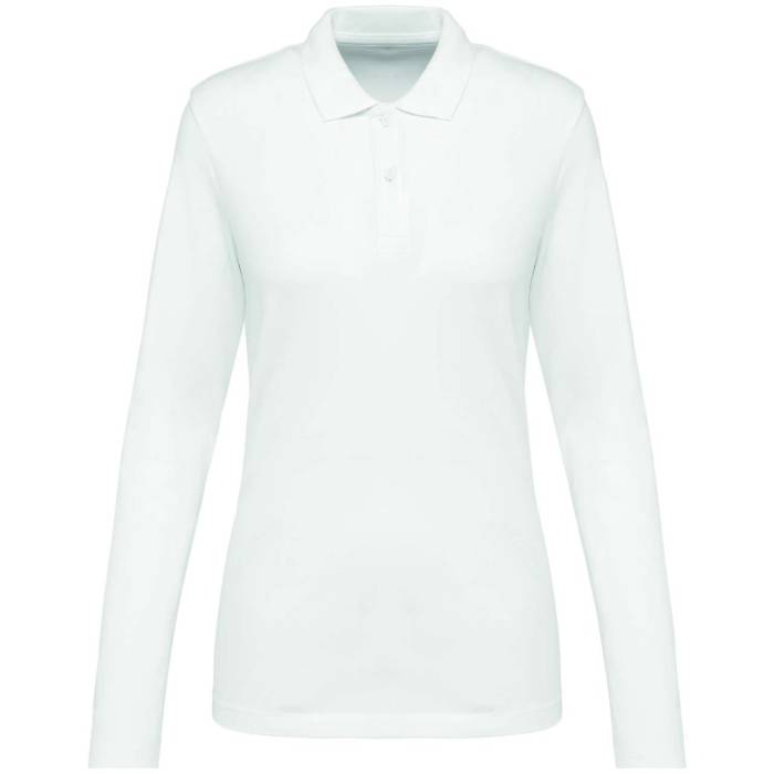 LADIES` LONG-SLEEVED SUPIMA® POLO SHIRT - White, #ECECFC<br><small>UT-pk203wh-m</small>