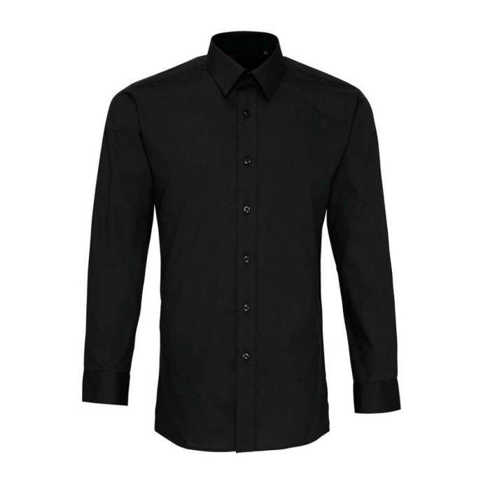 MEN’S LONG SLEEVE FITTED POPLIN SHIRT - Black, #000000<br><small>UT-pr204bl-l/xl</small>