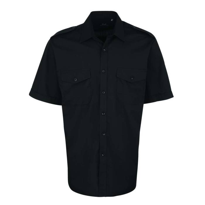 MEN’S SHORT SLEEVE PILOT SHIRT - Black, #000000<br><small>UT-pr212bl-2xl</small>