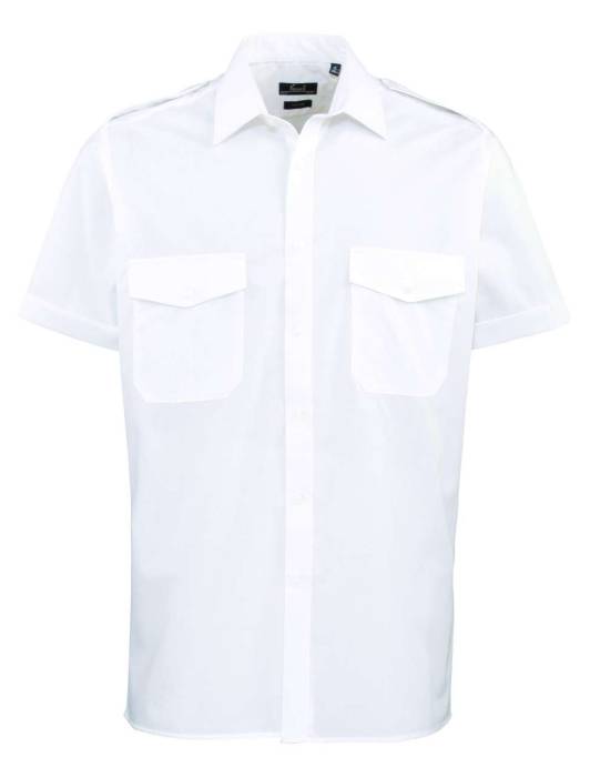 MEN’S SHORT SLEEVE PILOT SHIRT - White, #FFFFFF<br><small>UT-pr212wh-2xl/3xl</small>