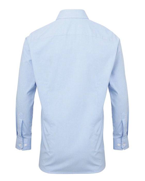 MEN`S LONG SLEEVE GINGHAM COTTON MICROCHECK SHIRT - Light Blue/White, #87C2FF/#FFFFFF<br><small>UT-pr220lb/wh-xs</small>