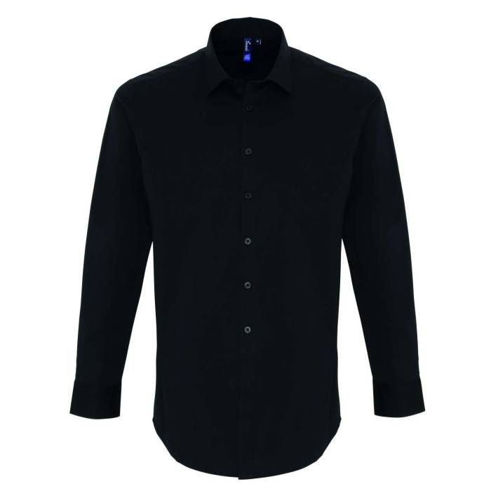 MEN`S STRETCH-FIT COTTON POPLIN LONG SLEEVE SHIRT - Black, #000000<br><small>UT-pr244bl-l</small>