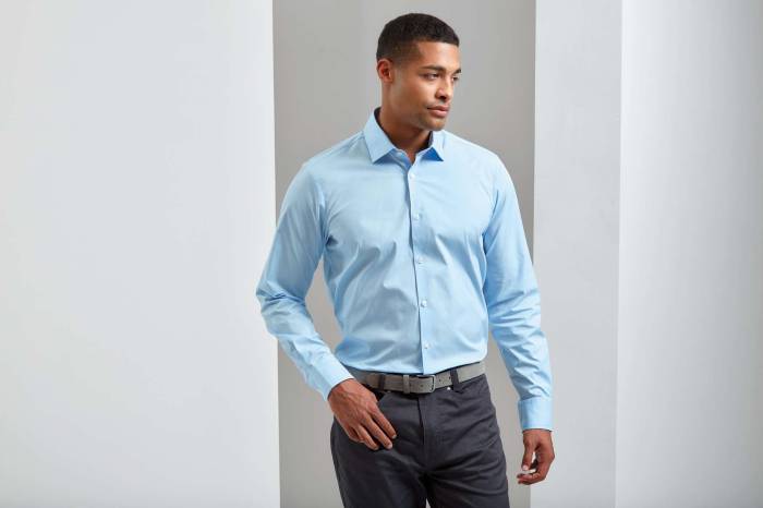 MEN`S STRETCH-FIT COTTON POPLIN LONG SLEEVE SHIRT - Pale Blue, #A7C6ED<br><small>UT-pr244pbu-3xl</small>