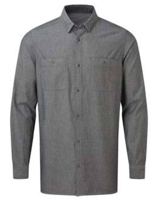 MEN`S ORGANIC CHAMBRAY FAIRTRADE SHIRT - Grey Denim, #505759<br><small>UT-pr247gd-2xl</small>