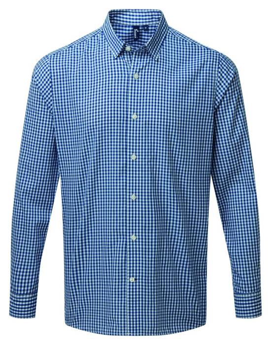 `MAXTON` CHECK MEN`S LONG SLEEVE SHIRT - Navy/White, #0A1F52/#FFFFFF<br><small>UT-pr252nv/wh-3xl</small>