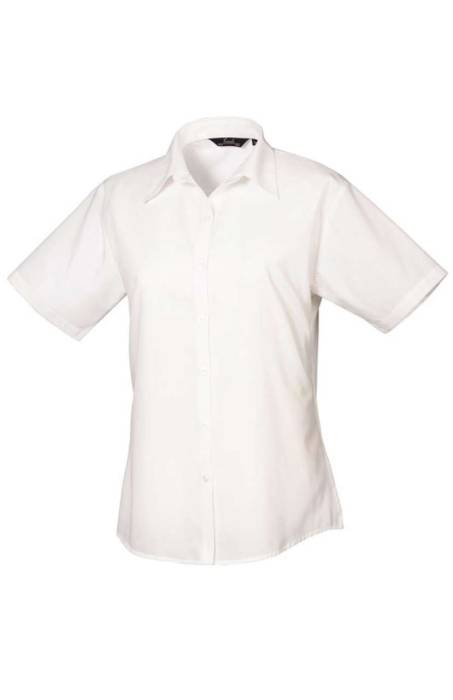 WOMEN`S SHORT SLEEVE POPLIN BLOUSE - White, #FFFFFF<br><small>UT-pr302wh-2xl</small>