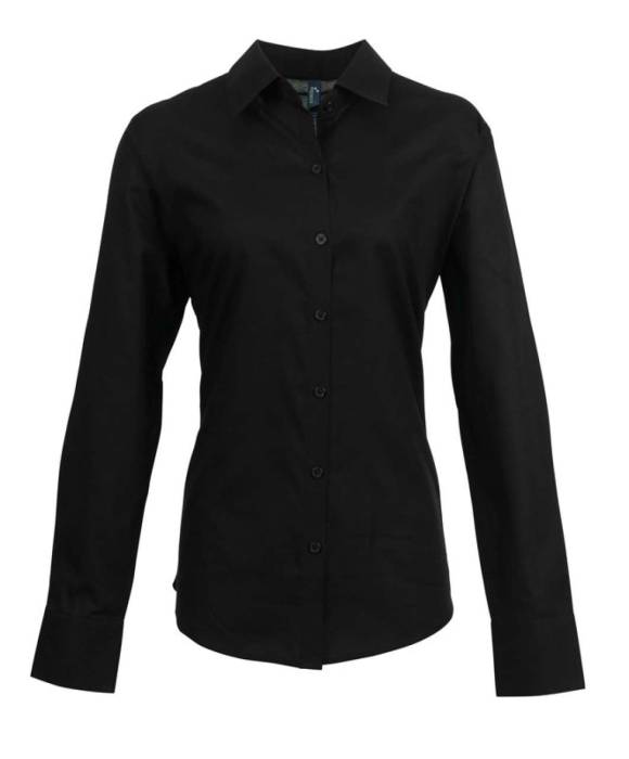 WOMEN`S LONG SLEEVE SIGNATURE OXFORD BLOUSE - Black, #000000<br><small>UT-pr334bl-xl</small>