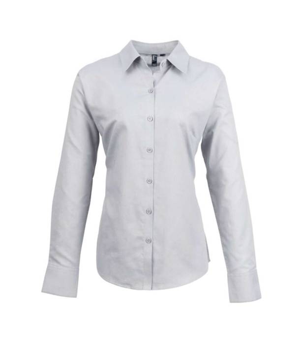 WOMEN`S LONG SLEEVE SIGNATURE OXFORD BLOUSE - Silver, #CBCCCE<br><small>UT-pr334si-2xl</small>